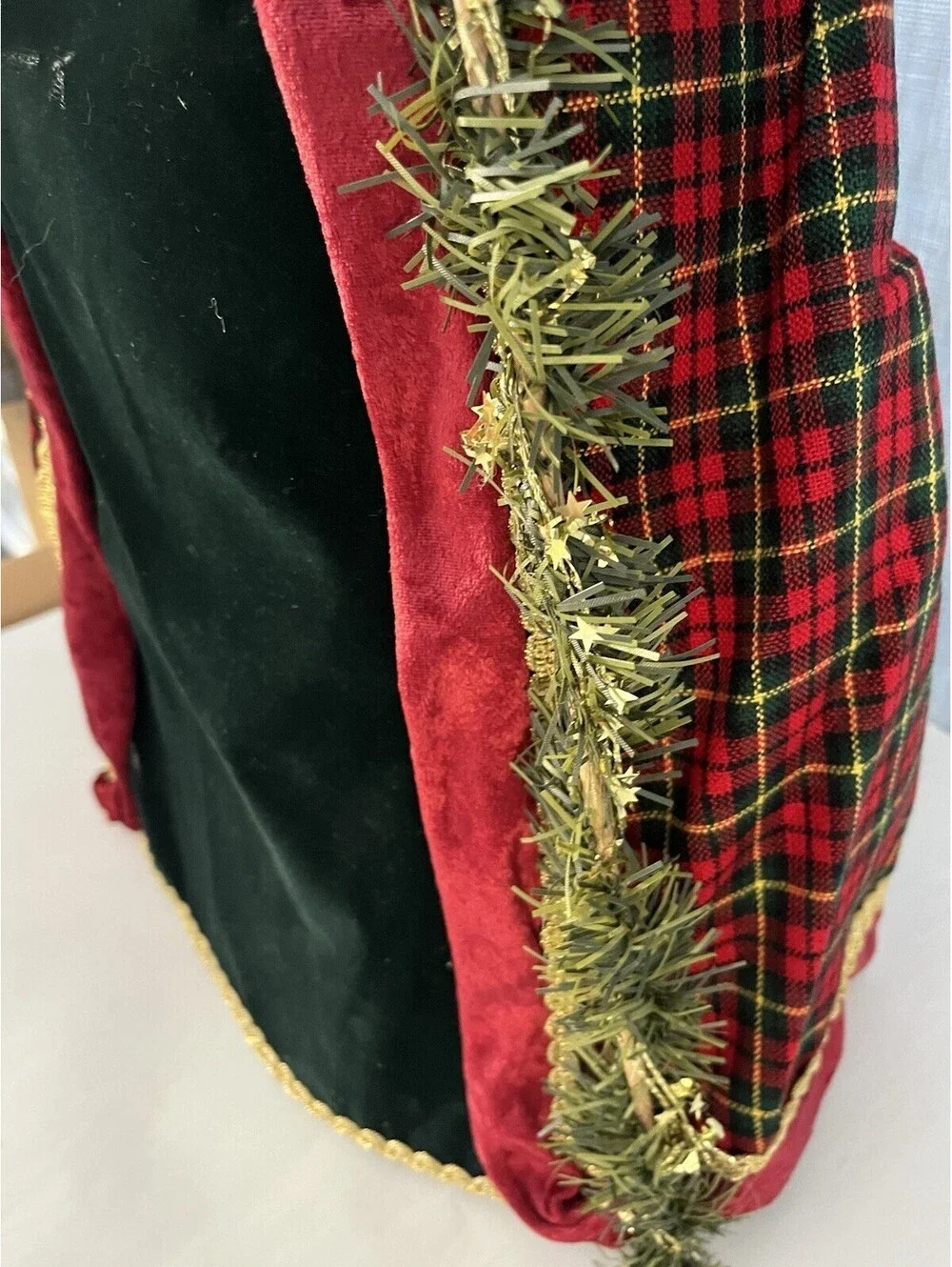 Vintage Santa Claus Figure 27” Standing Black Red Velvet Robe Christmas Decor